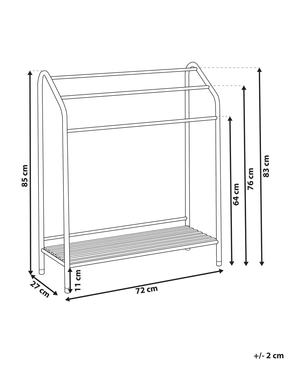 Towel Stand with Shelf MURIVA Metal Silver_821878
