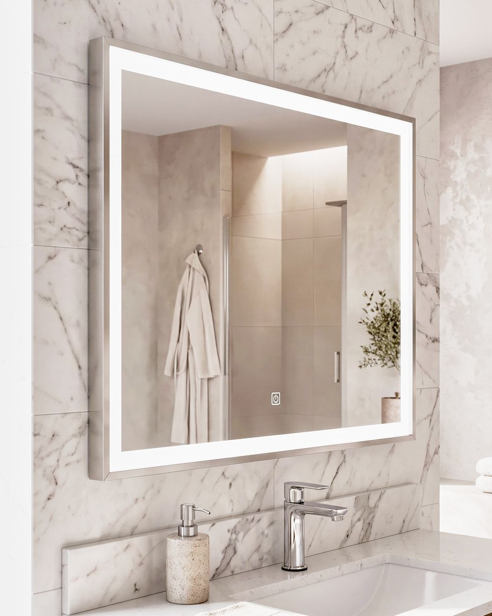 LED Bathroom Mirror ARGENS 80 cm 60 cm Silver