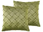 Set of 2 Decorative Cushions NARCISSUS 43 x 43 cm Velvet Green Geometric Pattern_826806