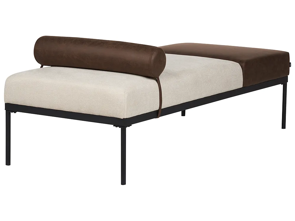 Chaise Longue MALMOS Faux Linen Faux Leather Dark Brown_931216