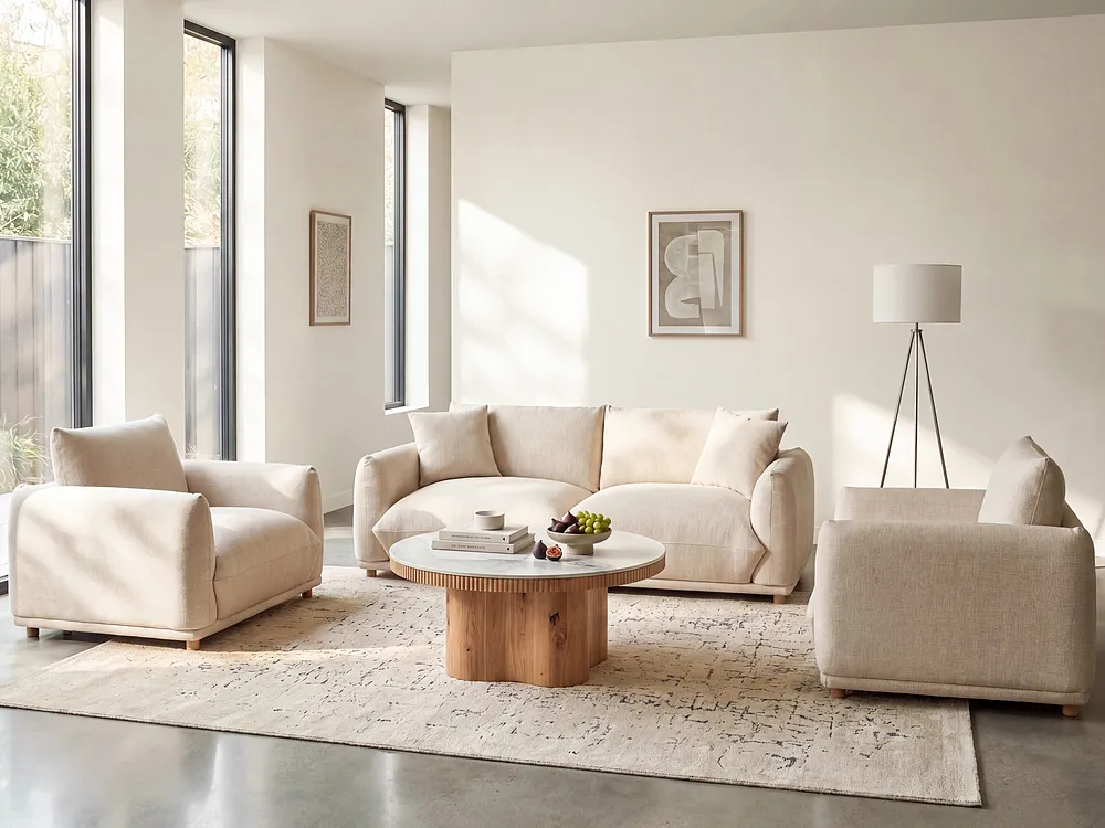 Sofa Set 5-Sitzer LUVOS Stoff Hellbeige_1159132
