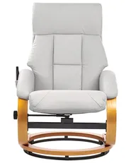 Massage Chair FORCE with Footstool Faux Leather Light Grey_965054