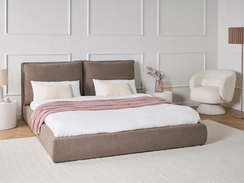 Wasserbett Bouclé BAJONNA 180 x 200 cm Braun
