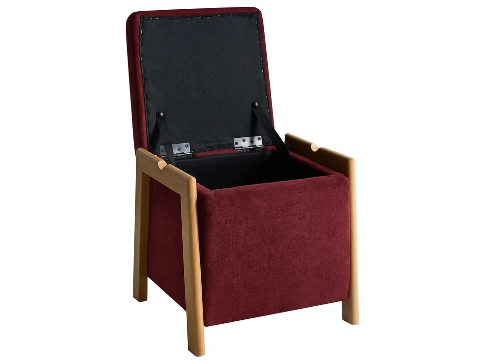 Pouf mit Stauraum EDLAND Stoff 45 cm Burgunderrot_1038209