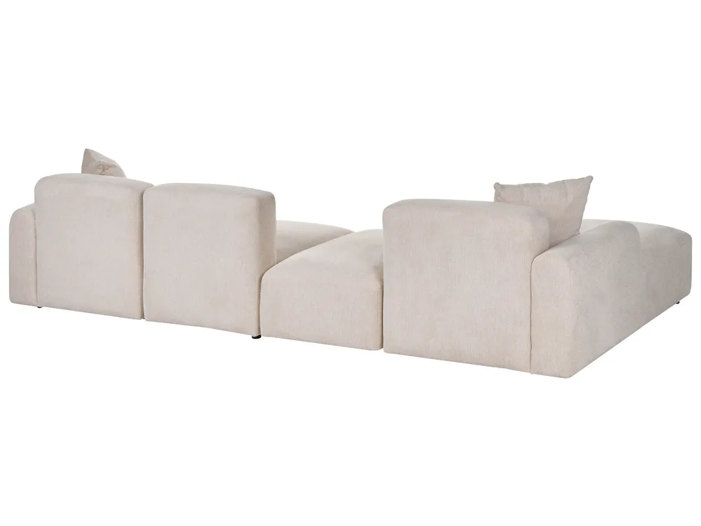 Modular Corner Sofa 3 Seater HEDE with Ottoman Fabric Light Beige Right Hand_1092169