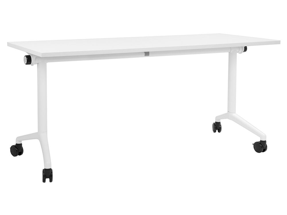 Foldable Office Desk CAVI 160 cm 60 cm with Wheels White