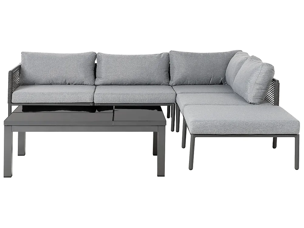 Garten Ecksofa mit Tisch 6-Sitzer FORANO Metall Grau
