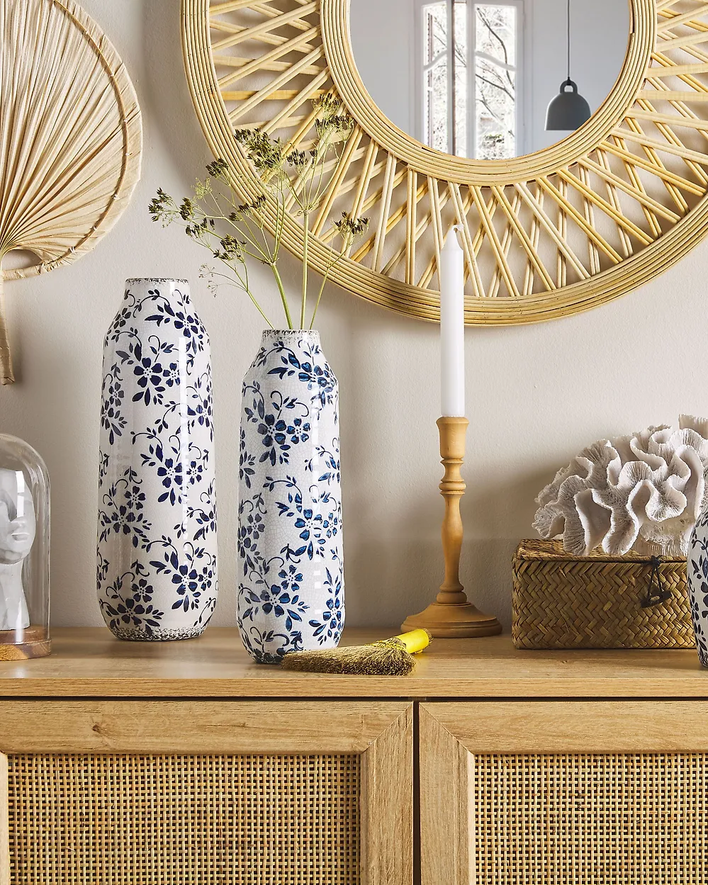 Flower Vase MULAI 30 cm Stoneware White_1180246