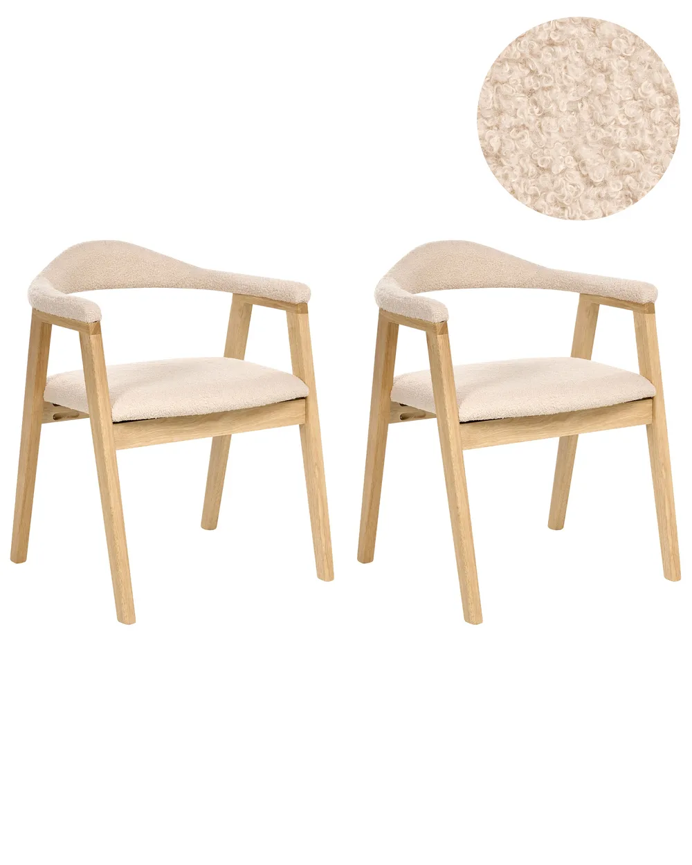 Esszimmerstuhl 2er Set ONECO Holz Hellbraun / Hellbeige