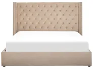 Bett mit Stauraum LUBBON Samtstoff Beige 160 x 200 cm_772944