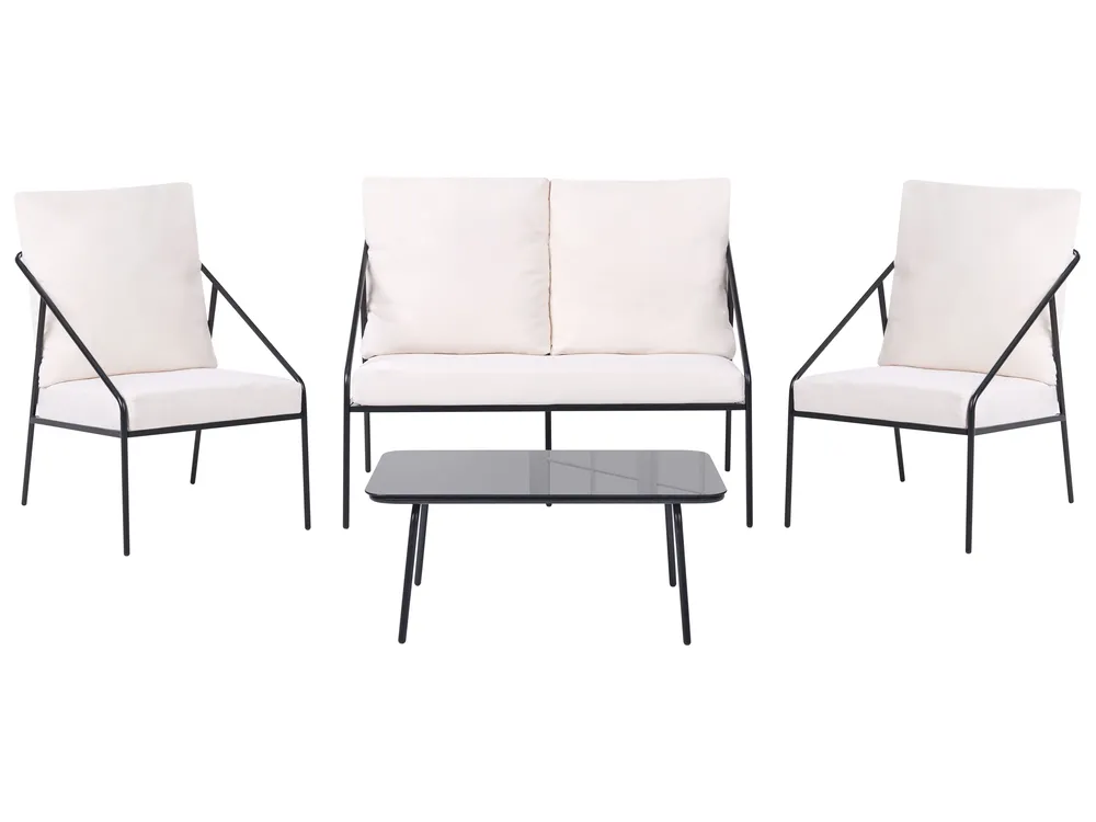 Lounge Set mit Tisch 4-Sitzer USTICA Metall Schwarz