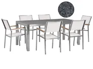 Gartenmöbel Set 6-Sitzer GROSSETO Granit poliert Grau / Weiß_427973
