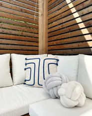 Dekokissen 2er Set PLEIONE 45 x 45 cm Baumwolle Marineblau Geometrisches Muster_879557