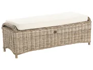 Gartenbank mit Auflage SUSUA 141 cm mit Ottomane Rattan Naturfarben_957614