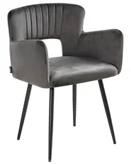 Set of 2 Dining Chairs SANILAC Velvet Dark Grey_847073