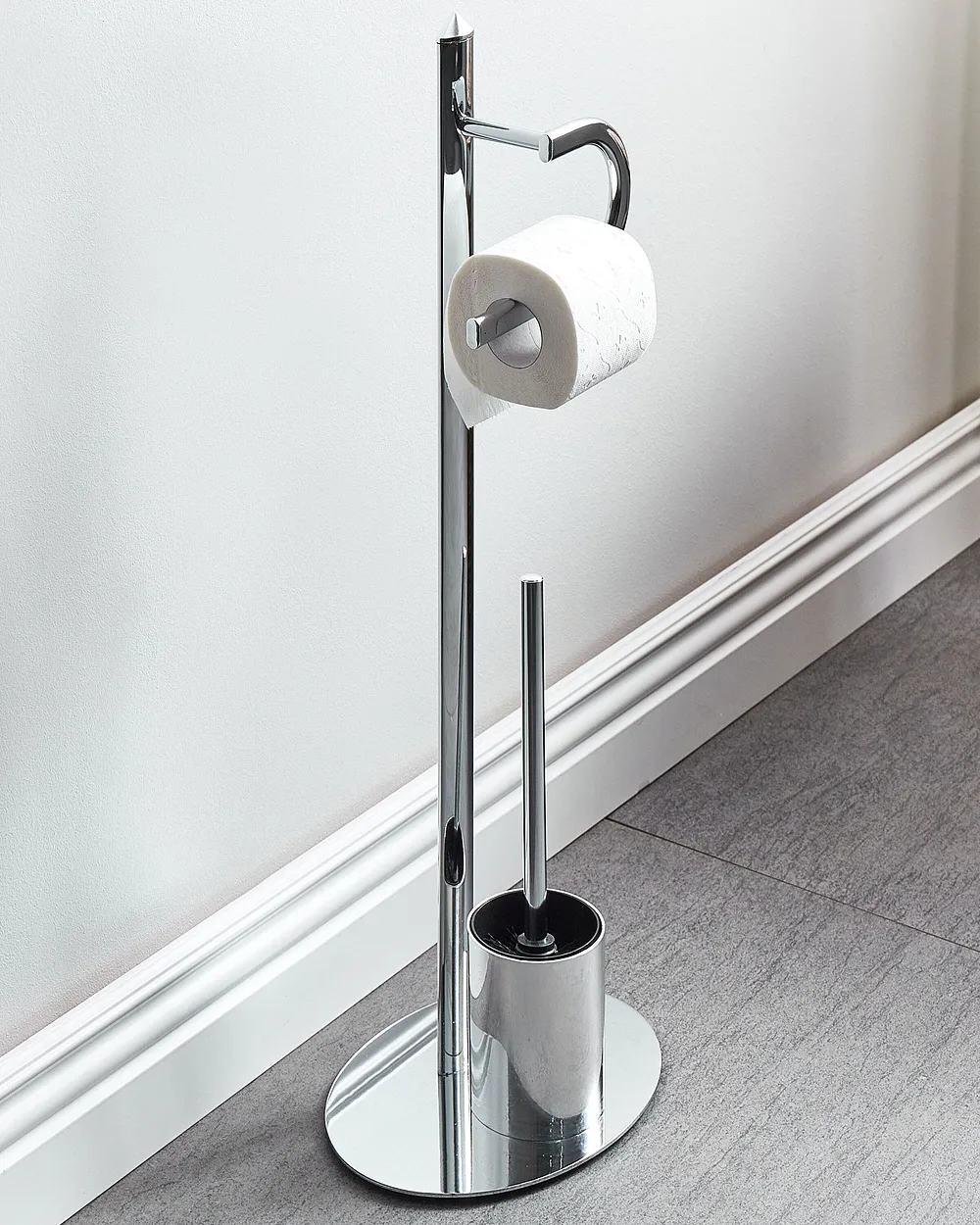 Toilettenpapierhalter mit Bürste SARTO Metall Silber_1155698
