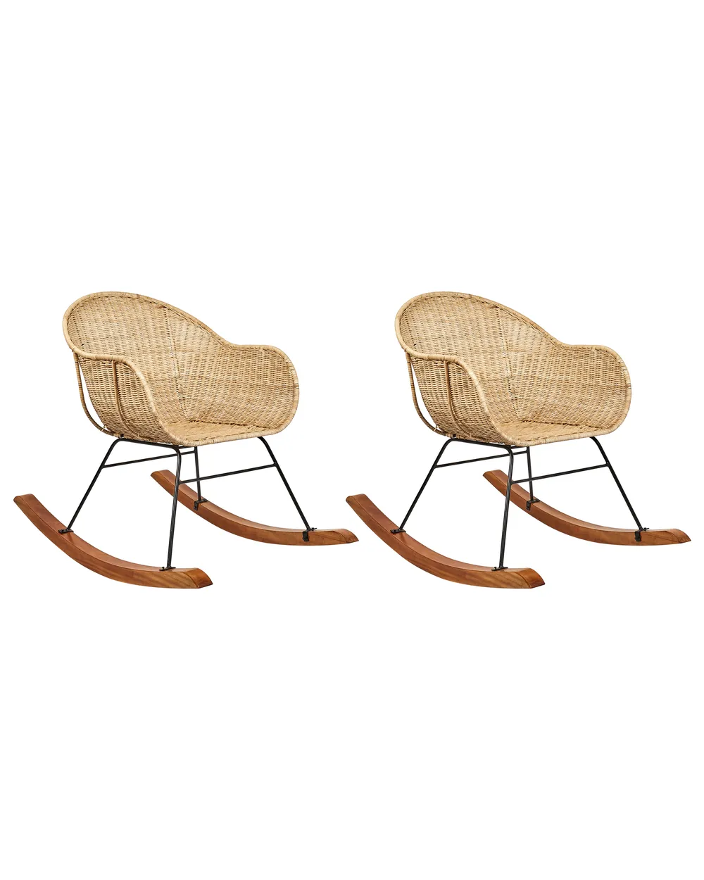 Schaukelstühle 2er Set LAVINIO Rattan Naturfarben