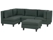 Modular Corner Sofa 4 Seater UNSTAD with Ottoman Fabric Dark Green Right Hand_925460