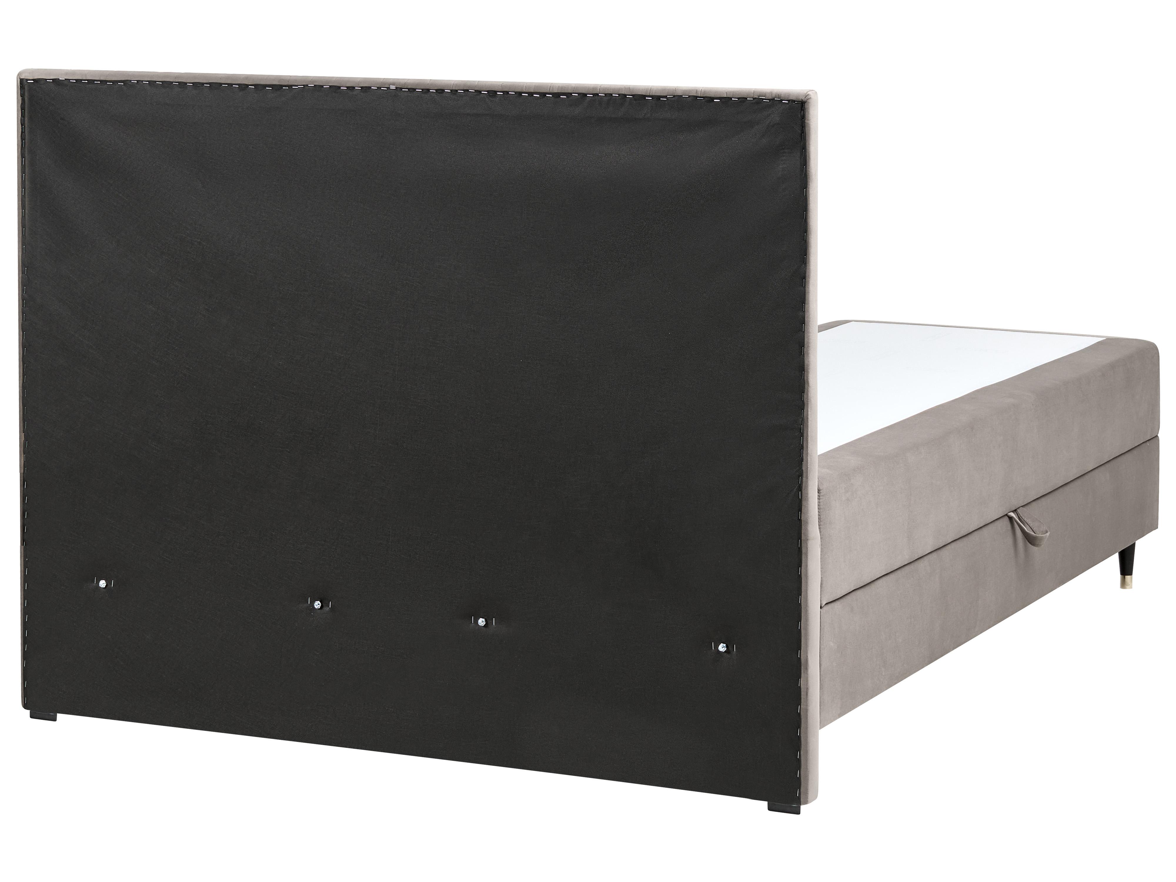 Kontinentalni krevet s prostorom za pohranu DAME Samet Sivo-bež 160 x 200 cm_1004857