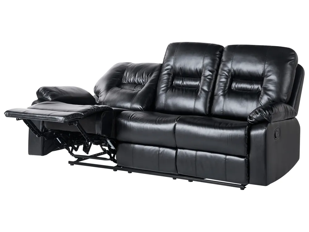 Sofa Set manuell verstellbar 6-Sitzer BERGEN Kunstleder Schwarz_1060584