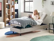 Verstellbares Bett ohne Kopfteil Stoff DUKE 80 x 200 cm Beige_951691