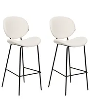 Set of 2 Bar Chairs LUANA Boucle White_916233