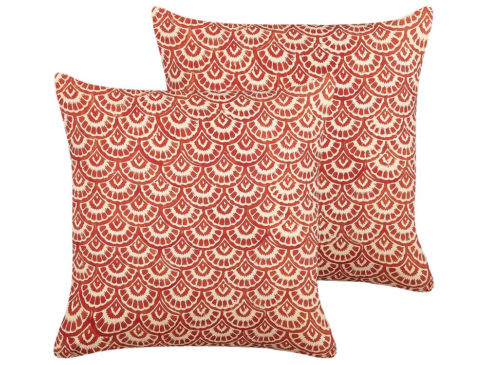 Set od 2 ukrasna jastuka RHUS 45 x 45 cm Pamuk Crveno geometrijski uzorak