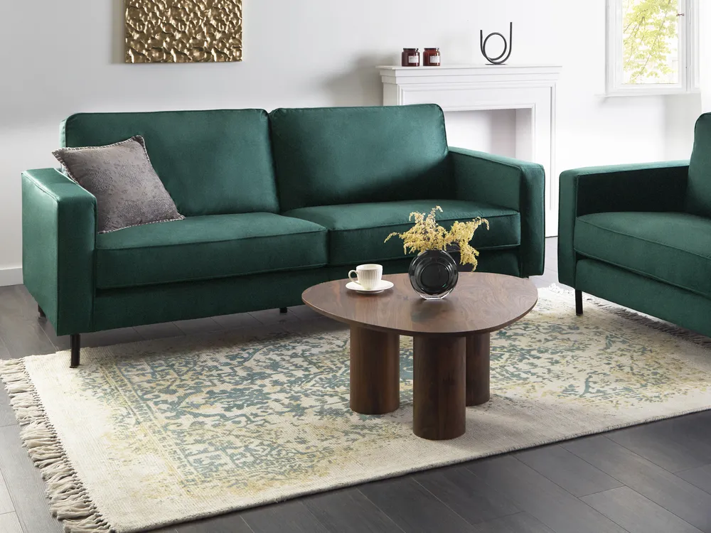 Sofa 3-Sitzer SAVALEN Samtstoff Dunkelgrün