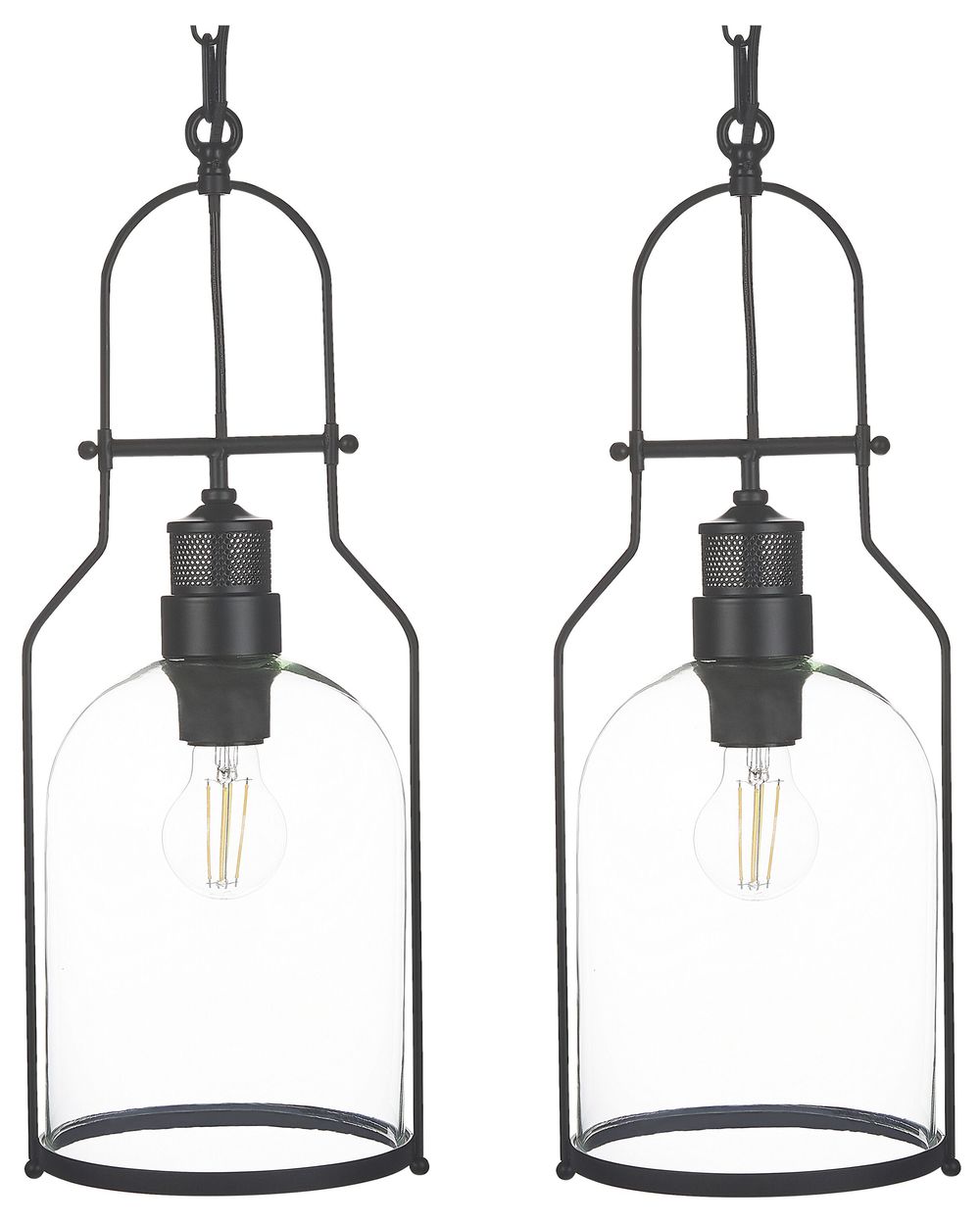 Set of 2 Pendant Lamps BASHILO Metal Black