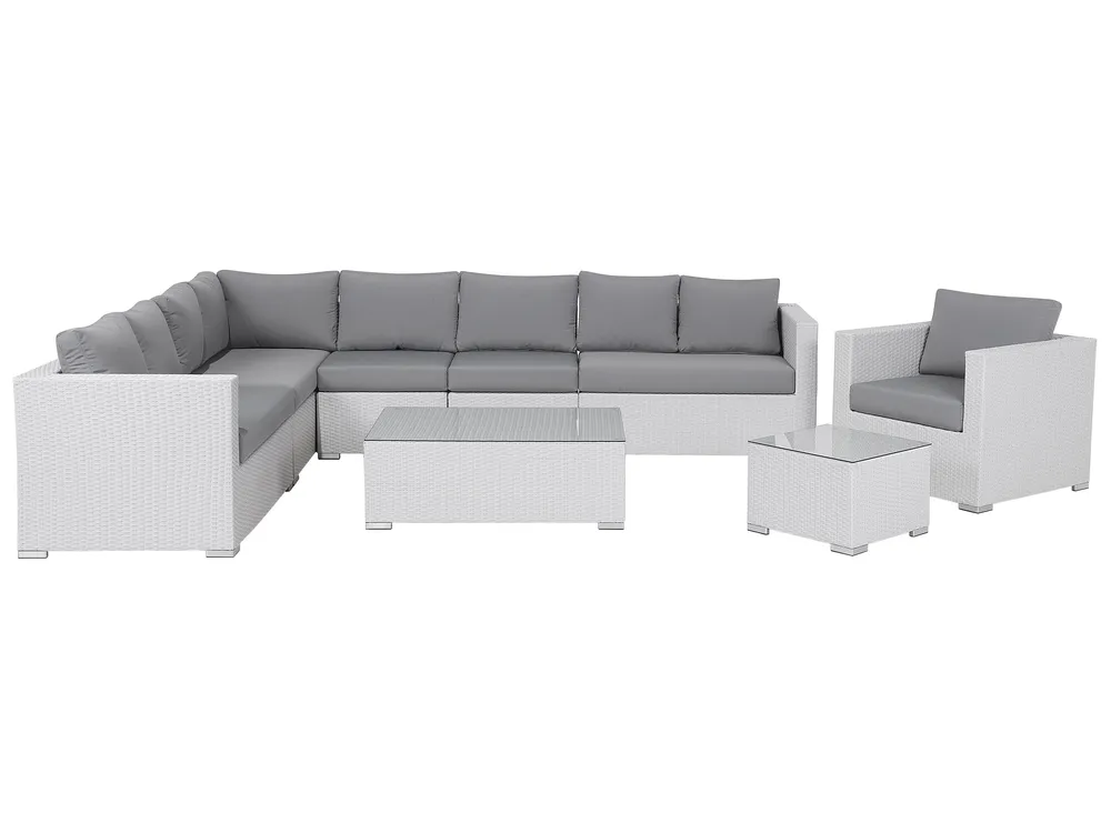 Garden Lounge Set with Table 8 Seater XXL Modular PE Rattan White Right Hand_66114