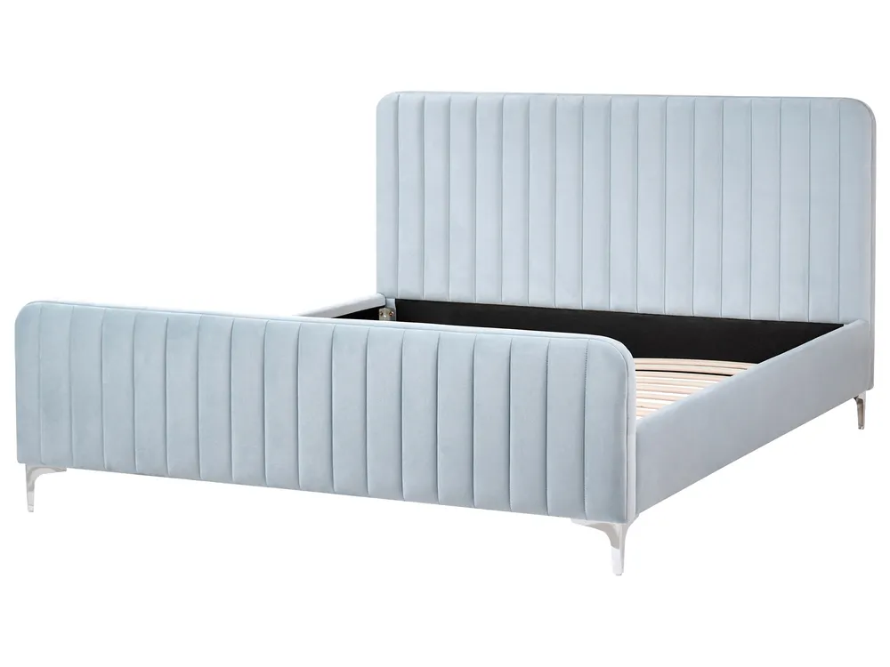 Bett mit Lattenrost Samtstoff LUNAN 160 x 200 cm Hellblau_993682