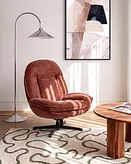 Fauteuil pivotant AREMARK Tissu chenille Marron doré_1158550