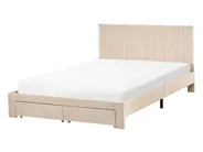 Bed with Storage Drawers LONZAC Velvet Beige 140 x 200 cm (EU Double)_1014629