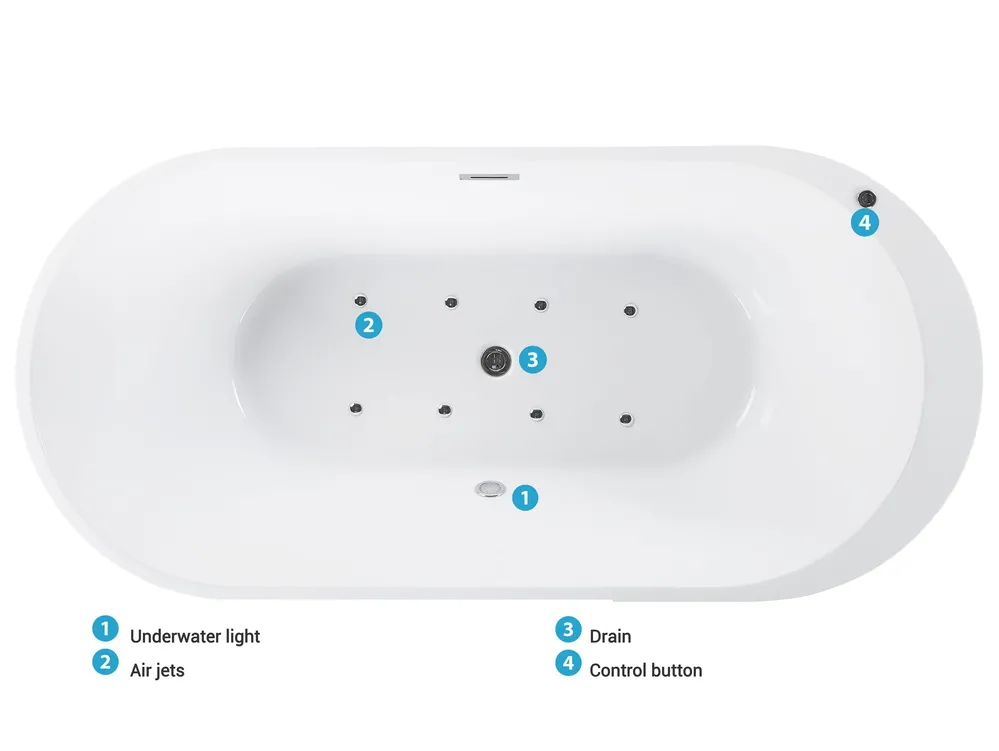 Freestanding Hot Tub with LED NEVIS 1700 x 800 mm Black_784349