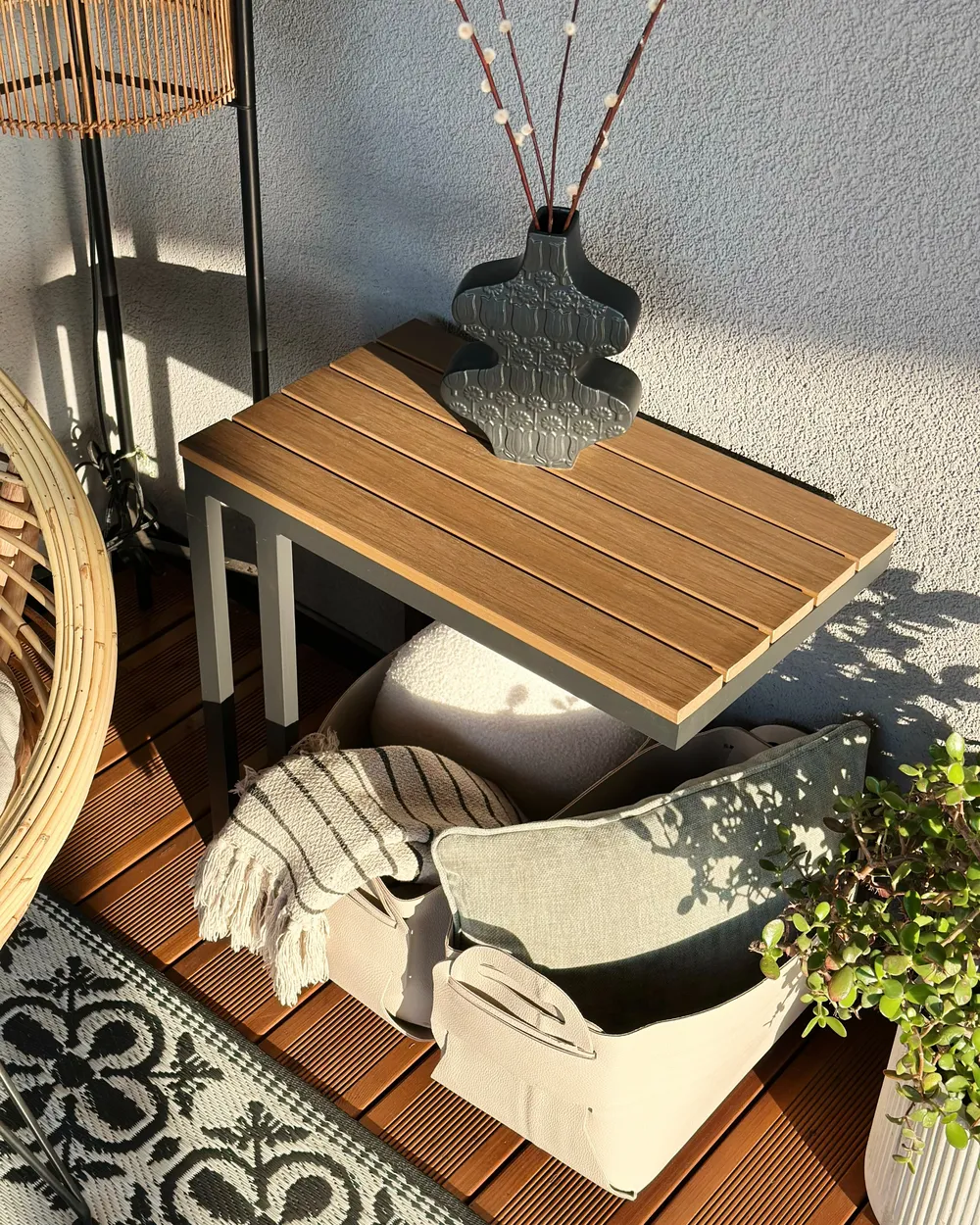 Outdoor Beistelltisch MESSINA 60 cm 35 cm Schwarz_977958