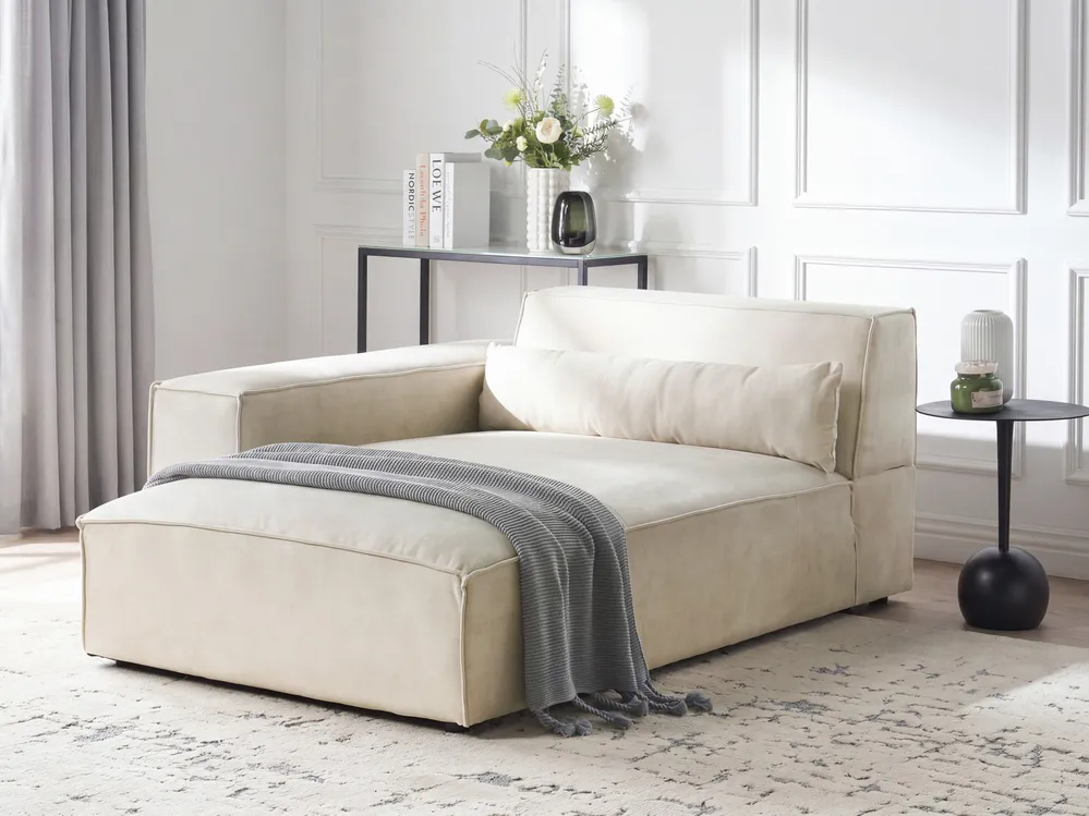 Rechtsseitige Chaiselongue HELLNAR Samtstoff Hellbeige