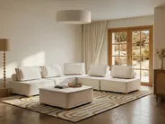 Modular Corner Sofa 5 Seater TIBRO Fabric Off-White Right Hand_1058168