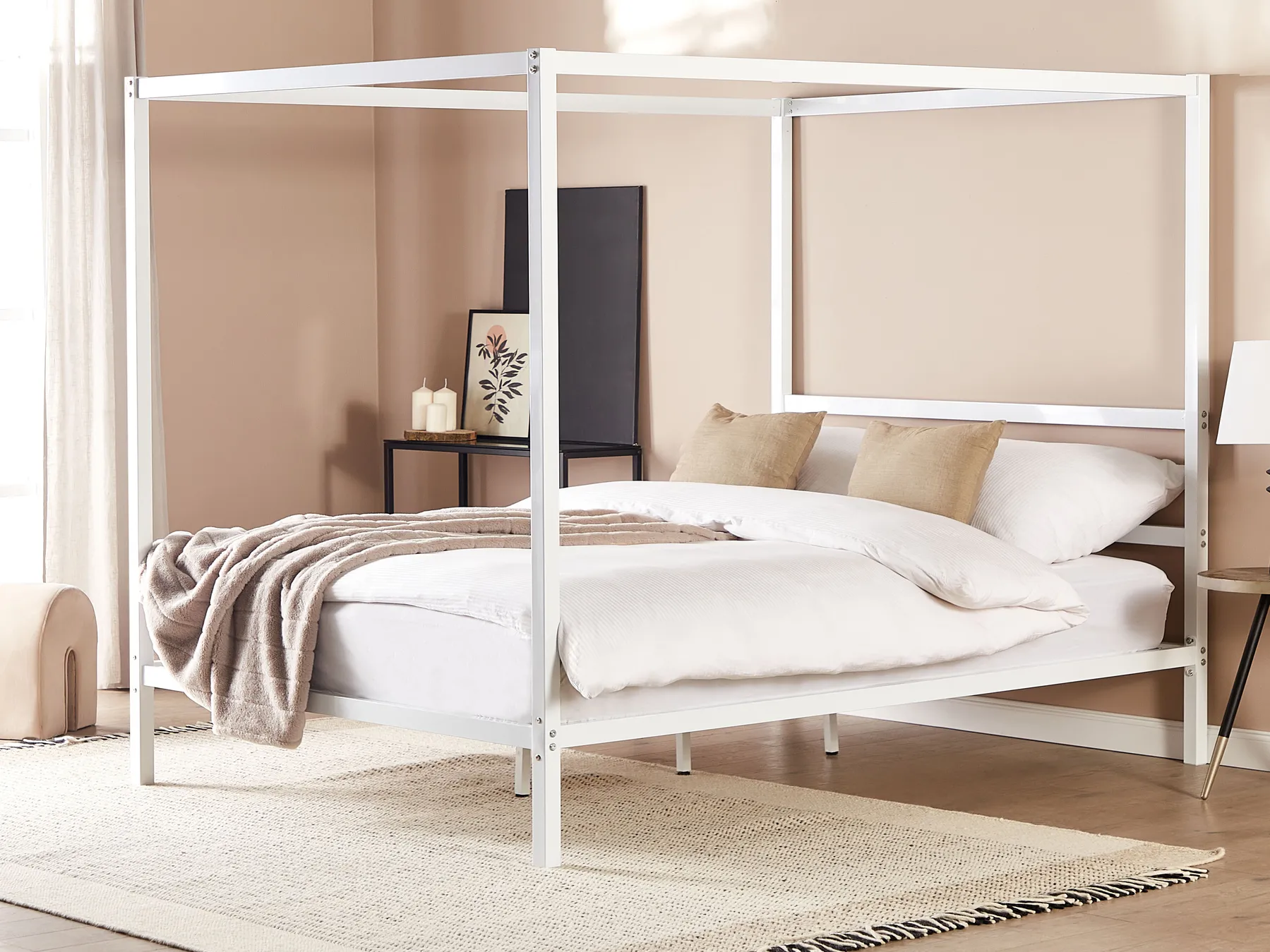 Himmelbett Metall LESTARDS 160 x 200 cm Weiß_863427