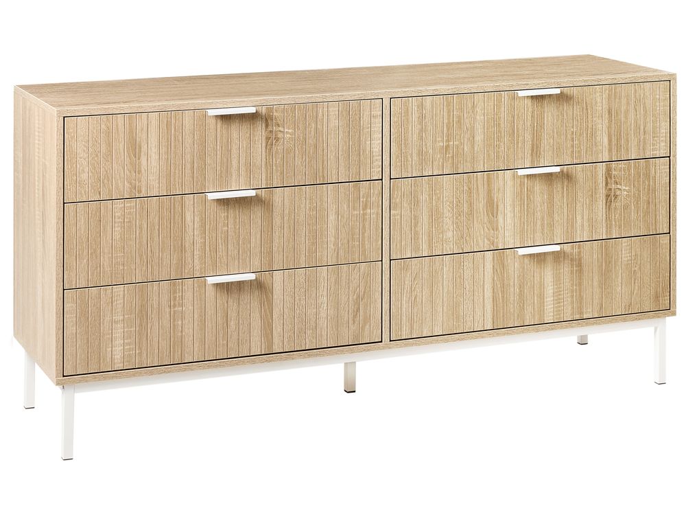 Kommode mit 6 Schubladen ROYALLA Hellbraun