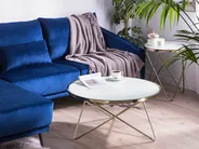 Couchtisch MERIDIAN Sicherheitsglas Weiß / Gold_758960