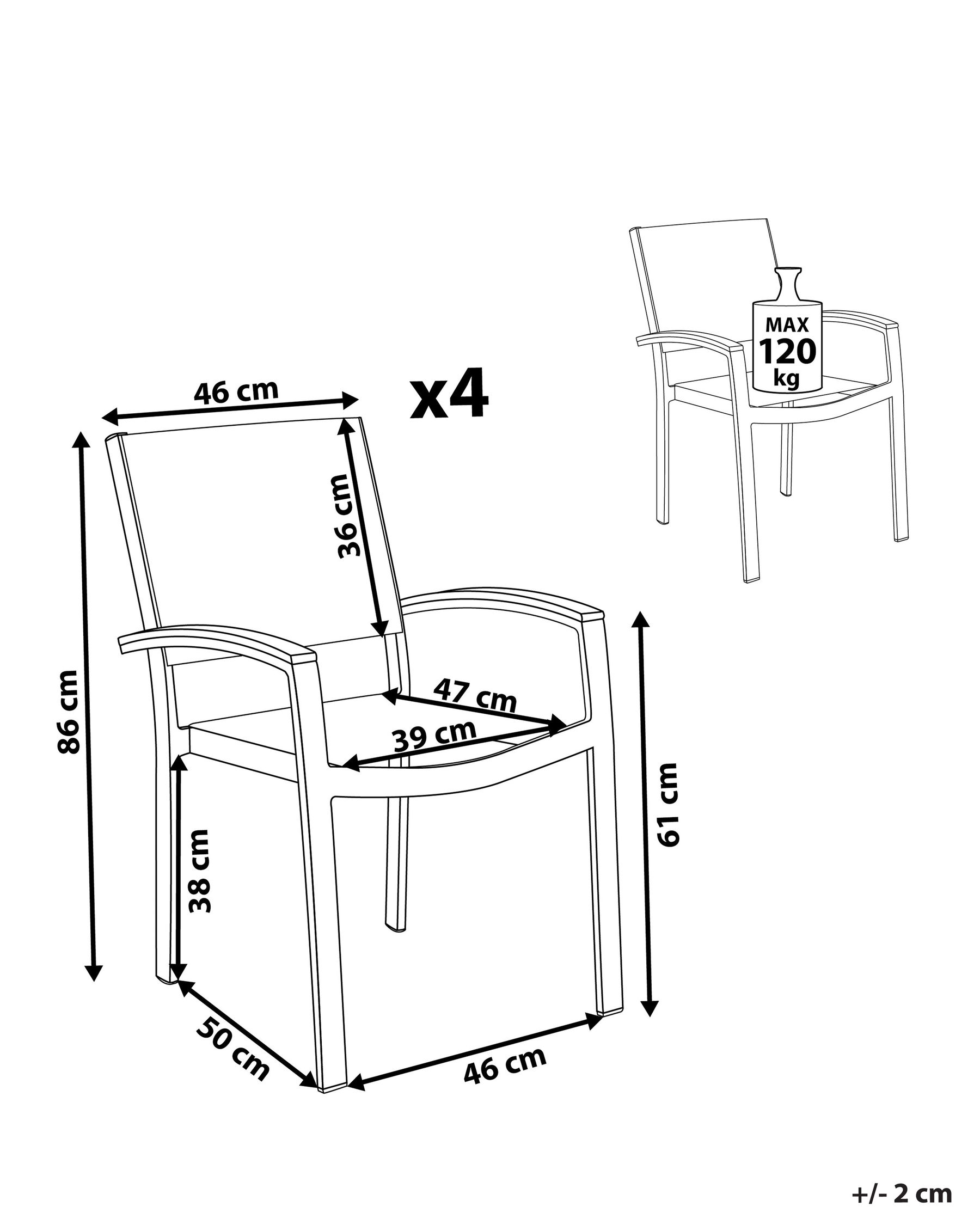 Gartenstuhl 4er Set PERETA Metall Grau_738980