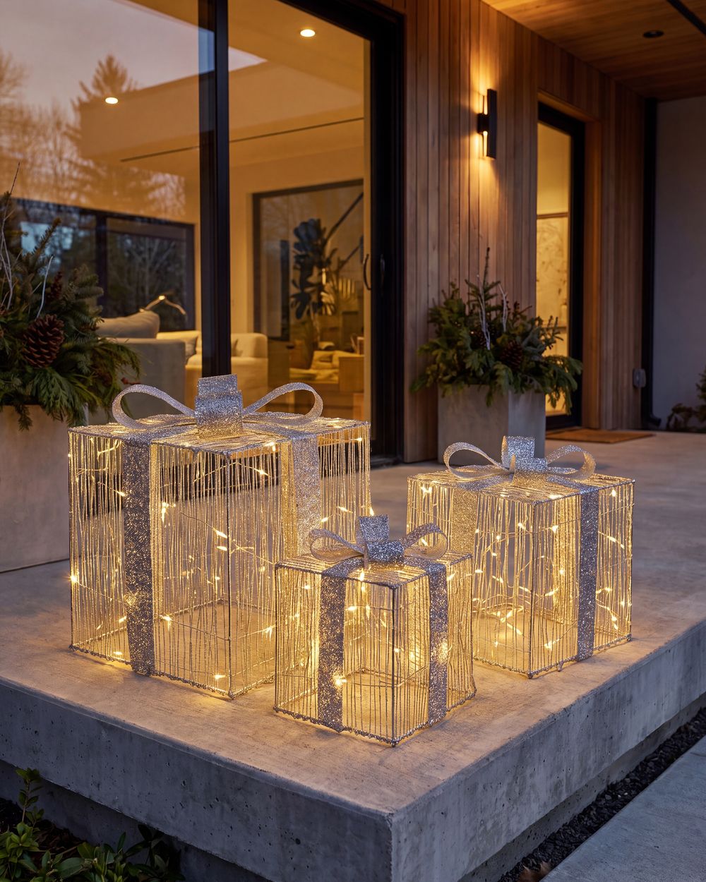 Décoration extérieure LED ARNES 25/20/15 cm Cadeaux de Noël Argenté