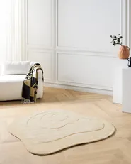 Rug GORANO Light Beige 160 x 160 cm Viscose_904529