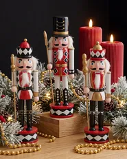 Dekofiguren 3er Set RICKLEAN 30 cm Nussknacker Rot / Weiß_1133216