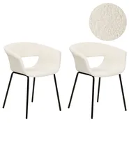 Esszimmerstuhl 2er Set ELMA Bouclé Cremeweiß_887296