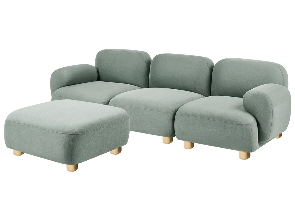 Modulsofa 3-Sitzer AMLI mit Ottomane Stoff Hellgrün_1069994