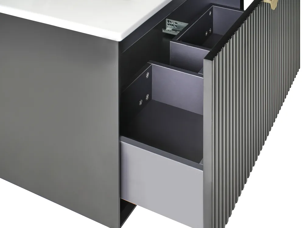 Wandmontierter Waschbeckenunterschrank mit Waschbecken BONAIRE Schwarz_1005955