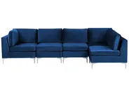 Modular Corner Sofa 5 Seater EVJA Velvet Navy Blue Left Hand_859888