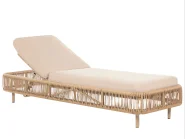 Sun Lounger with Cushion OSINI Reclining PE Rattan Beige_863891