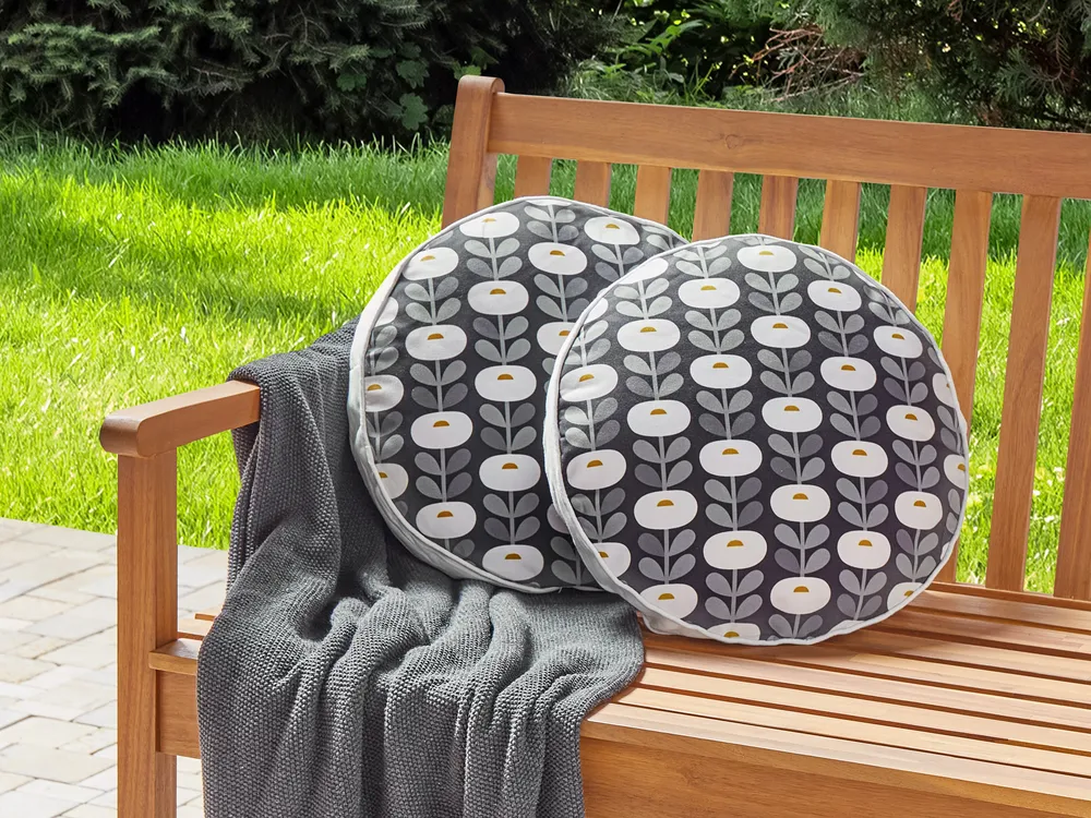 Gartenkissen 2er Set VALSORDA Geometrisches Muster 40 x 40 cm Grau